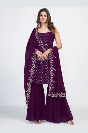 Fusionic Women Ethnic Motifs Embroidered Regular Sequinned Top with Sharara & With Dupatta