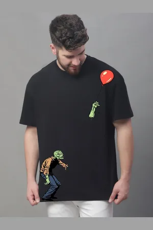 DOOR74 Men Printed Drop-Shoulder Sleeves T-shirt