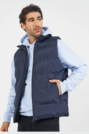 Styli Men Mock Collar Solid Casual Puffer Jacket