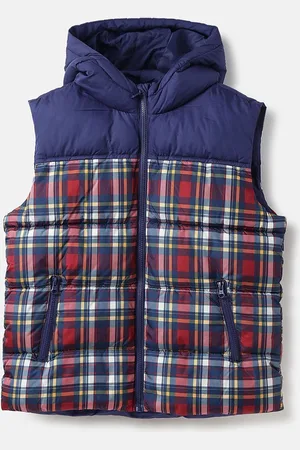 Benetton Boys Geometric Checked Open Front Jacket