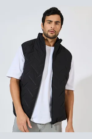 Styli Men Mock Collar Solid Casual Puffer Jacket