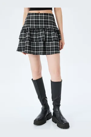 Koton Women Checked Flared Mini Skirts