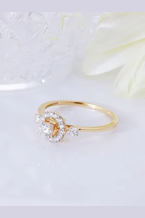 GIVA 14KT Gold Shine Bright Like A Diamond Studded Finger Ring-1.64 gm