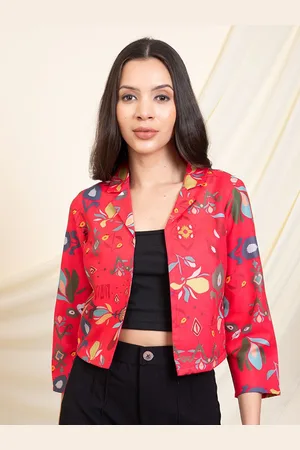 DEEBACO Women Printed Crop Shrug