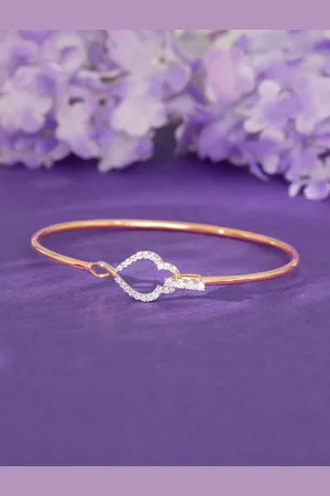 GIVA 18K Rose Gold Flamboyant Diamond Bracelet-4.94gm