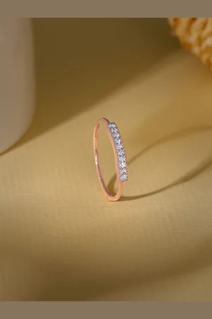 GIVA 18K Rose Gold Diamond Ring ,Fixed Size, Indian - 12, US - 6