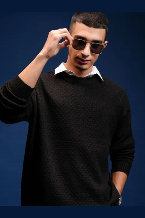 Highlander Men Self Design Round Neck Pullover
