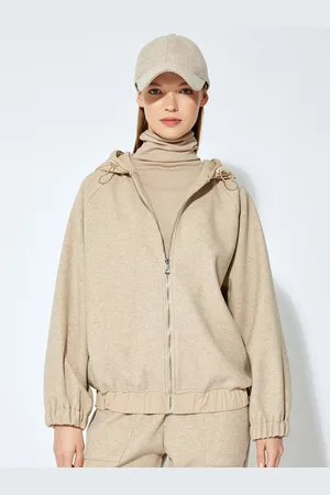 Koton Women Front-Open Hooded Sweatshirt