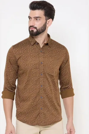 Duke Men Spread Collar Floral Printed Cotton Slim Fit Casual Shirt
