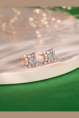 GIVA 18K Rose Gold Geometric Square Diamond Earrings