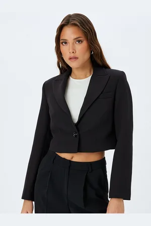 Koton Women Colourblocked Longline Tailored Jacket with Patchwork