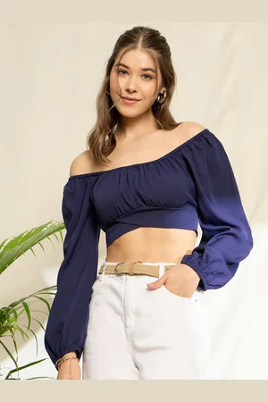 Berrylush Bishop Sleeves Blouson Crop Top