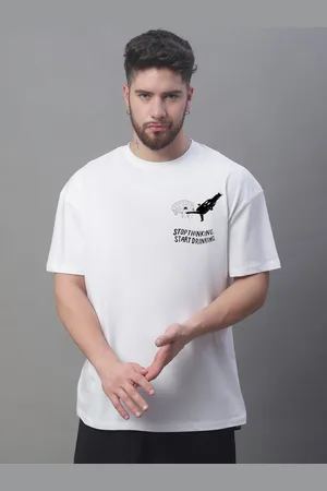 DOOR74 Men Printed Drop-Shoulder Sleeves T-shirt