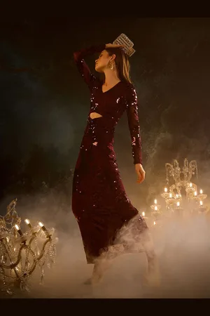 Kazo Embellished Bodycon Maxi Dress