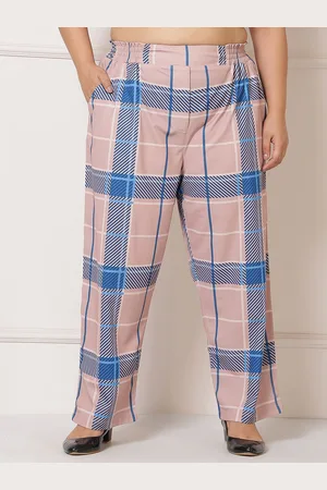 Amydus Women Plus Size Checked Regular Fit Trousers