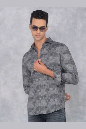 Crimsoune Club Men Smart Spread Collar Abstract Printed Cotton Slim Fit Casual Shirt