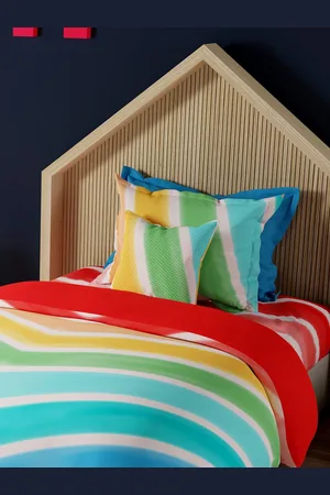 Benetton Red & Blue Printed Cotton Single Bedding Set