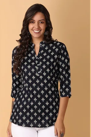 V-Mart Women Ethnic Motifs Printed Mandarin Collar Top