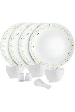 Cello Dazzle Series White 22 Pieces Floral Printed Opalware Microwave Safe Dinner Set