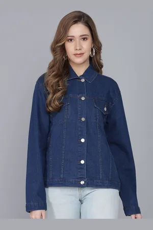 KOTTY Women Blue Washed Denim Jacket