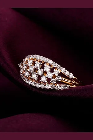 GIVA 18K Gold Plated Diamond Stone Studded Finger Ring