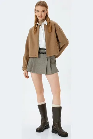 Koton Women Mandarin Collar Front-Open Sweatshirt