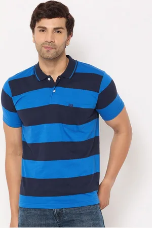Duke Men Striped Polo Collar Cotton T-shirt