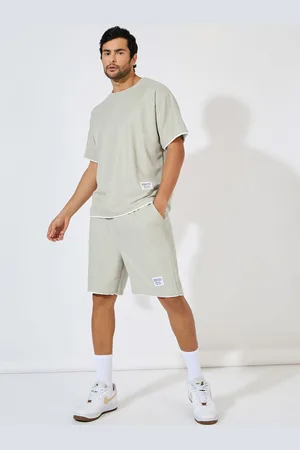 Styli Round Neck Self Design Oversized T-Shirt & Shorts Co-Ord Set