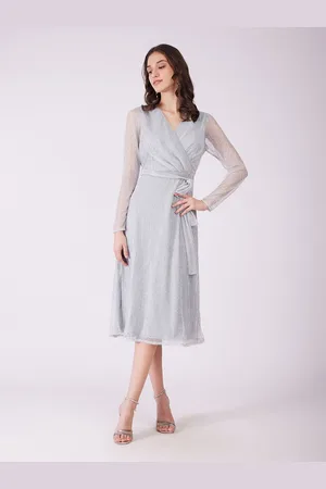FableStreet Women V-Neck Wrap Midi Dress
