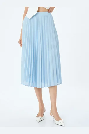 Koton Women Pleated Tiered Flared Midi Skirt