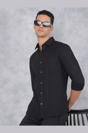 Crimsoune Club Men Smart Spread Collar Solid Cotton Slim Fit Casual Shirt