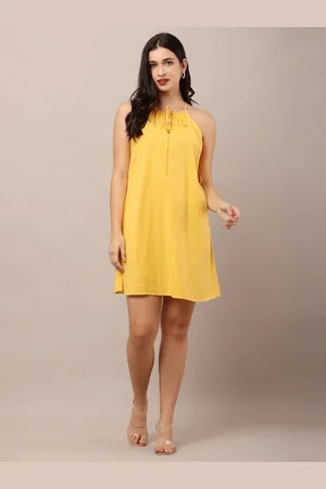 NoBarr Women Halter Neck A-Line Cotton Dress
