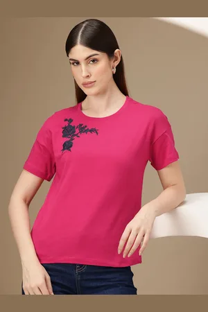 Chemistry Floral Embroidered Pure Cotton T-shirt