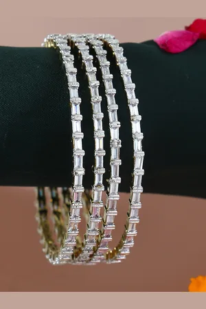 Adwitiya Collection Set Of 4 24 CT Gold-Plated CZ-Studded Bangles