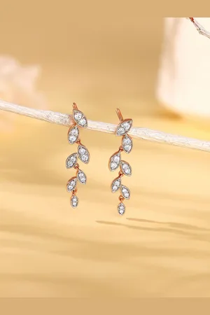 GIVA 18KT Branched Leaves Diamond Women Earrings - 4.01g