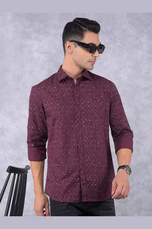 Crimsoune Club Men Smart Spread Collar Abstract Printed Cotton Slim Fit Casual Shirt