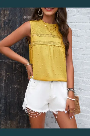 Mast & Harbour Yellow Self Design Round Neck Top