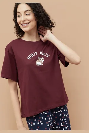 Lifestyle Women Typography Printed Drop-Shoulder Sleeves Applique T-shirt