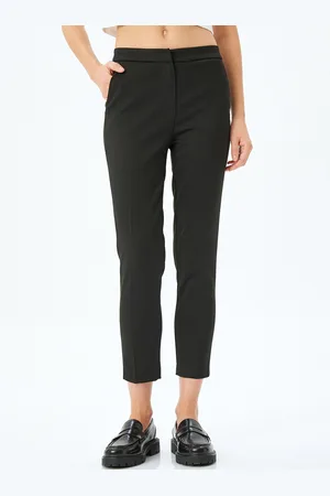 Koton Women Cropped Chinos Casual Trousers