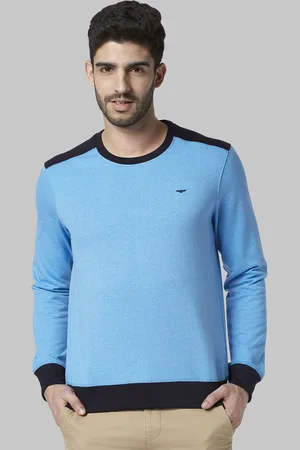 Park Avenue Men Blue Solid Sweatshirt