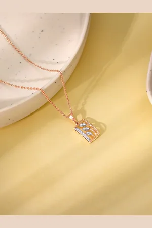GIVA Women 18K Rose Gold Tetragon Diamond Pendant
