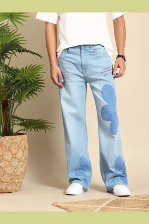 Mast & Harbour Men Wide Leg Light Fade Printed Stretchable Jeans
