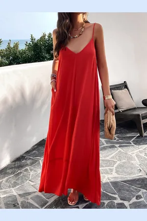all about you Red Shoulder Straps Maxi Dress