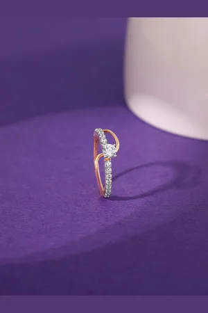 GIVA 18KT BIS Hall Mark Yellow Gold Rose Gold Gratifying Diamond Ring-2.13g