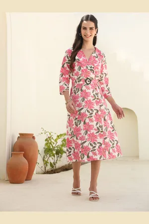 JISORA Women Floral Printed Formal Wrap Midi Dress
