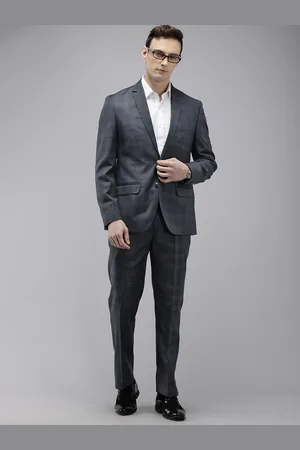 Park Avenue Checked Notched Lapel Single-Breasted Formal 2 Piece Suits