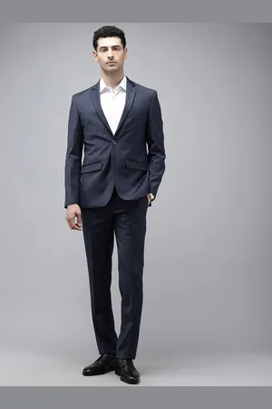 Park Avenue Super Slim Fit Checked Notched Lapel Single-Breasted Formal 2 Piece Suits