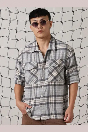 Hubberholme Men Comfort Spread Collar Tartan Checked Relaxed fit Casual shacket Shirt