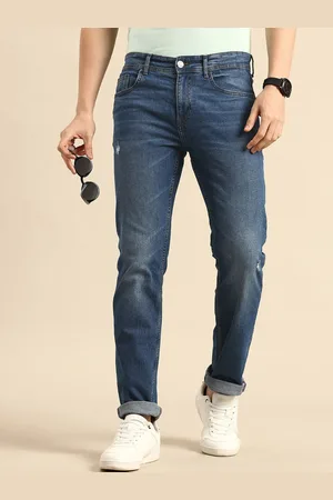 Being Human Men Straight Fit Low Distress Light Fade Stretchable Jeans