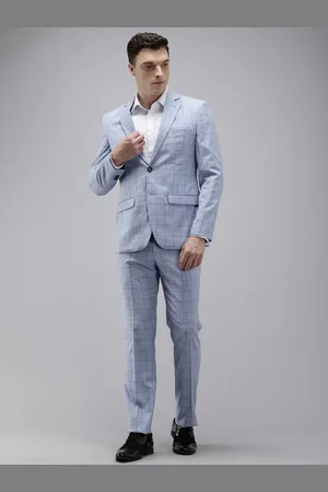 Park Avenue Super Slim Fit Checked Notched Lapel Single-Breasted Formal 2 Piece Suits